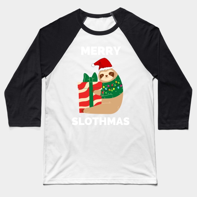 Merry Slothmas Christmas Light - Merry Slothmas Cute Sloth greeting For Holidays Baseball T-Shirt by Famgift